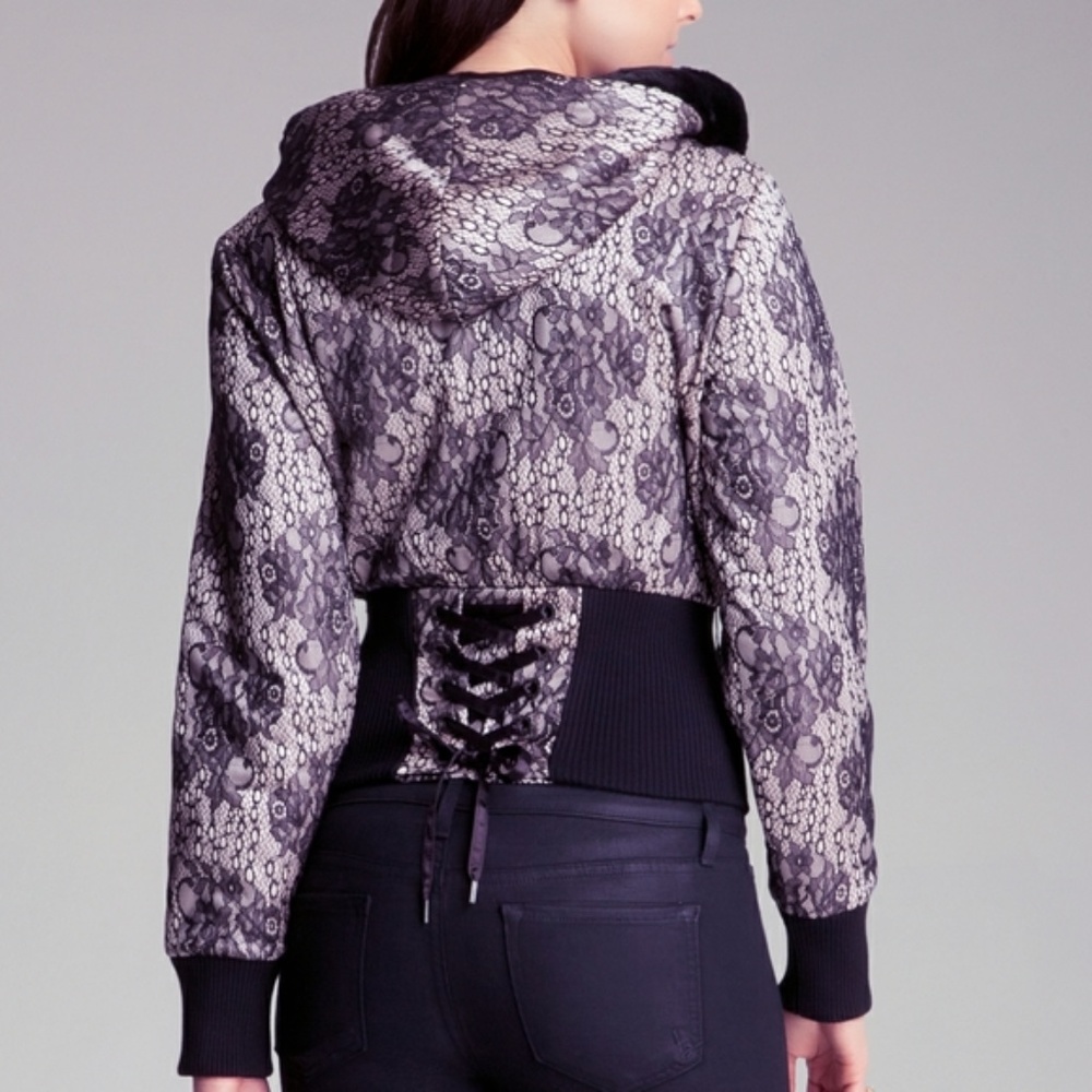 Bebe Lace Up Bonded Lace Puffer